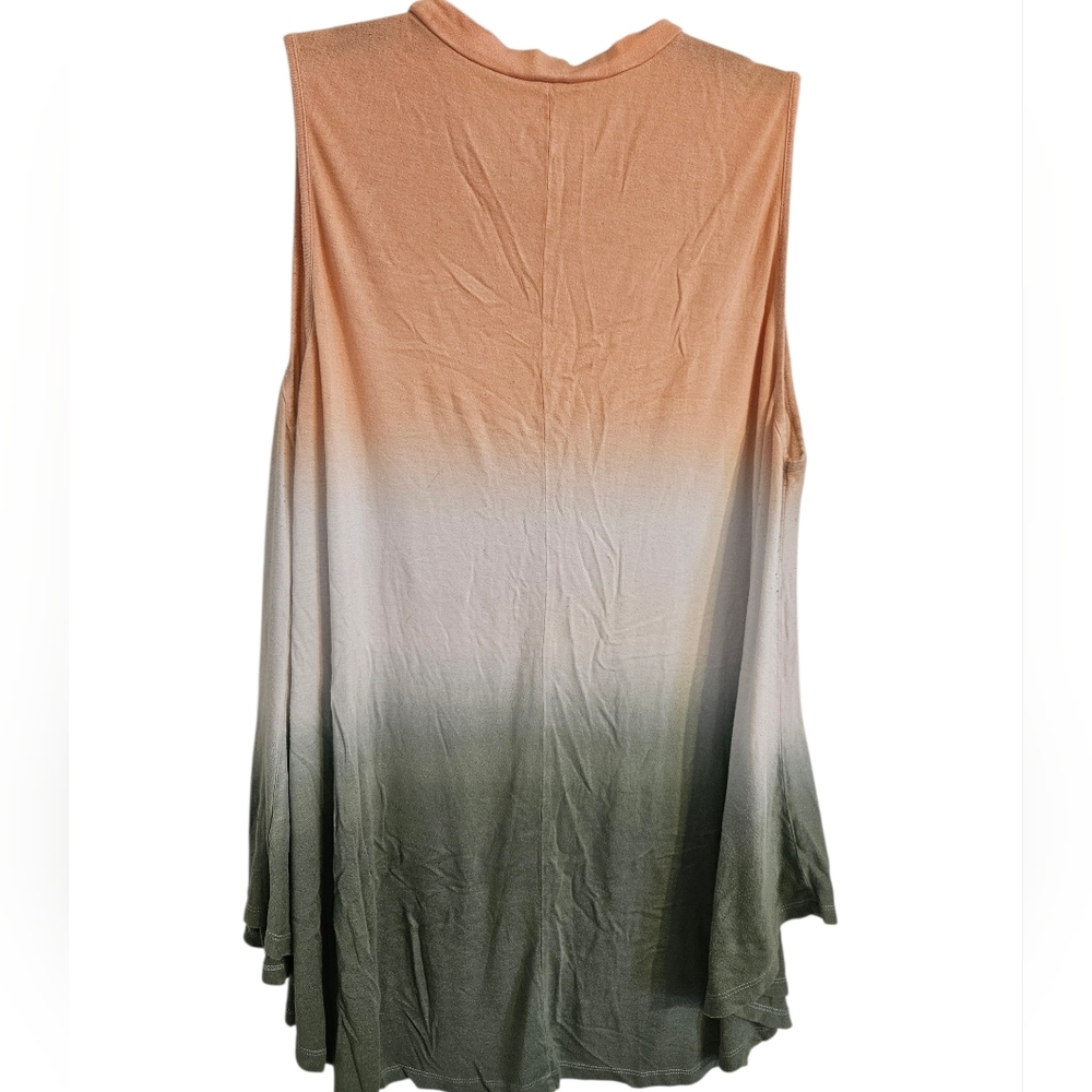 Lane Bryant Gradient Ombre Tank Top Peach Olive Sleeveless Swing Sz 18/20 *read - Picture 2 of 7